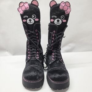 Sugar Thrillz Dollskill Best Furrends Womens 10 Teddy Bear Platform Combat Boots